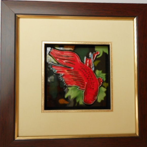 Decor Framed Wall Red Betta Fish Tiles - Picture 6 of 10
